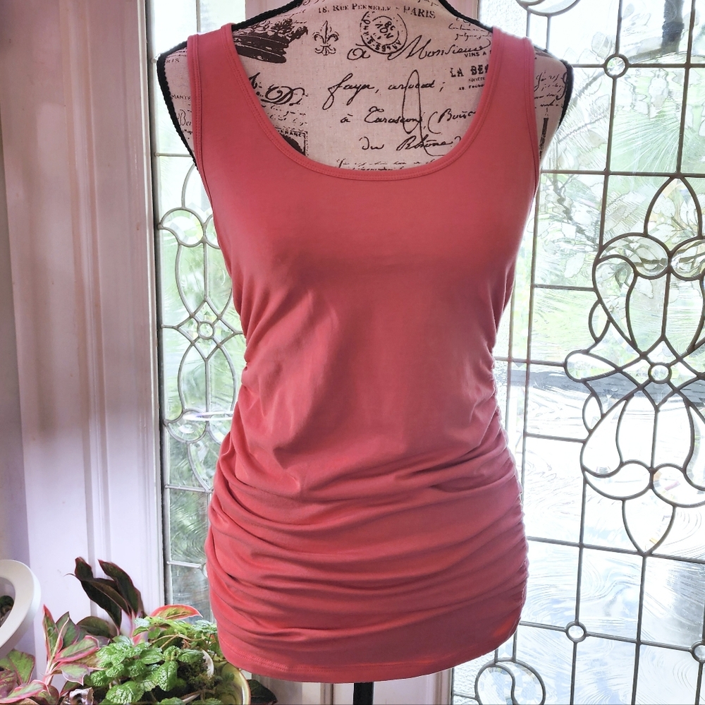Sundance Gentle Graces Ruched Sleeveless Coral Pink Top M